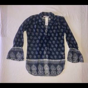 Lucy Love sheer Casa Blanca tunic Boho Blouse Small